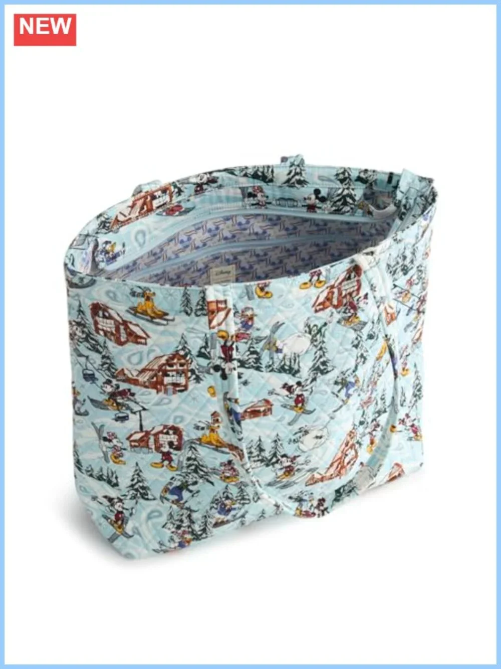 Quilted Cotton Tote Bag with Pockets and Zip Closure